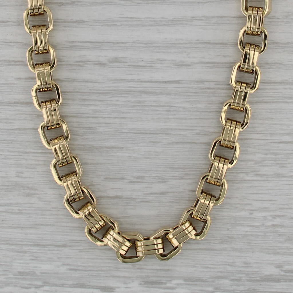 Roberto Coin Ridged Square Link Necklace 18k Yellow Gold 24" 8.5mm
