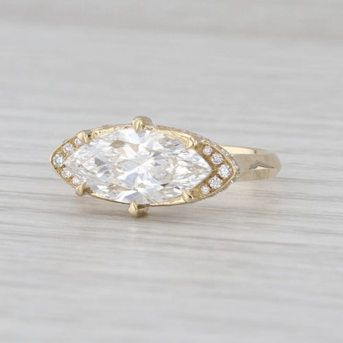 New IGI 2.24ctw Marquise Lab Created Diamond Halo Engagement Ring 14k Gold