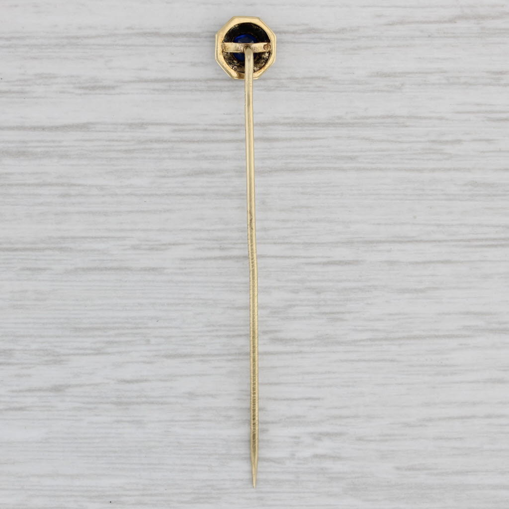 Gray Antique 0.35ct Lab Created Blue Sapphire Stickpin 14k Gold Platinum