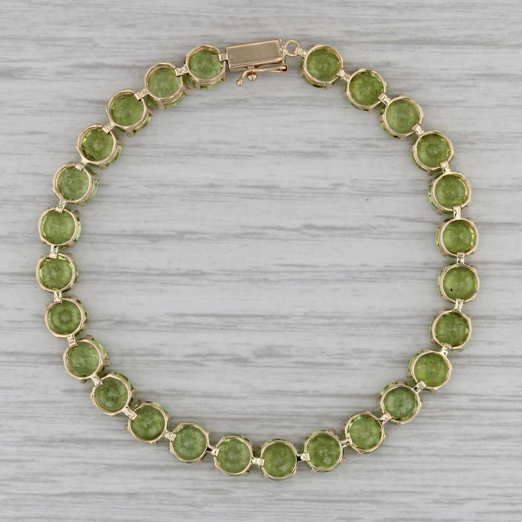 26ctw Peridot Tennis Bracelet 14k Yellow Gold 7" 6mm