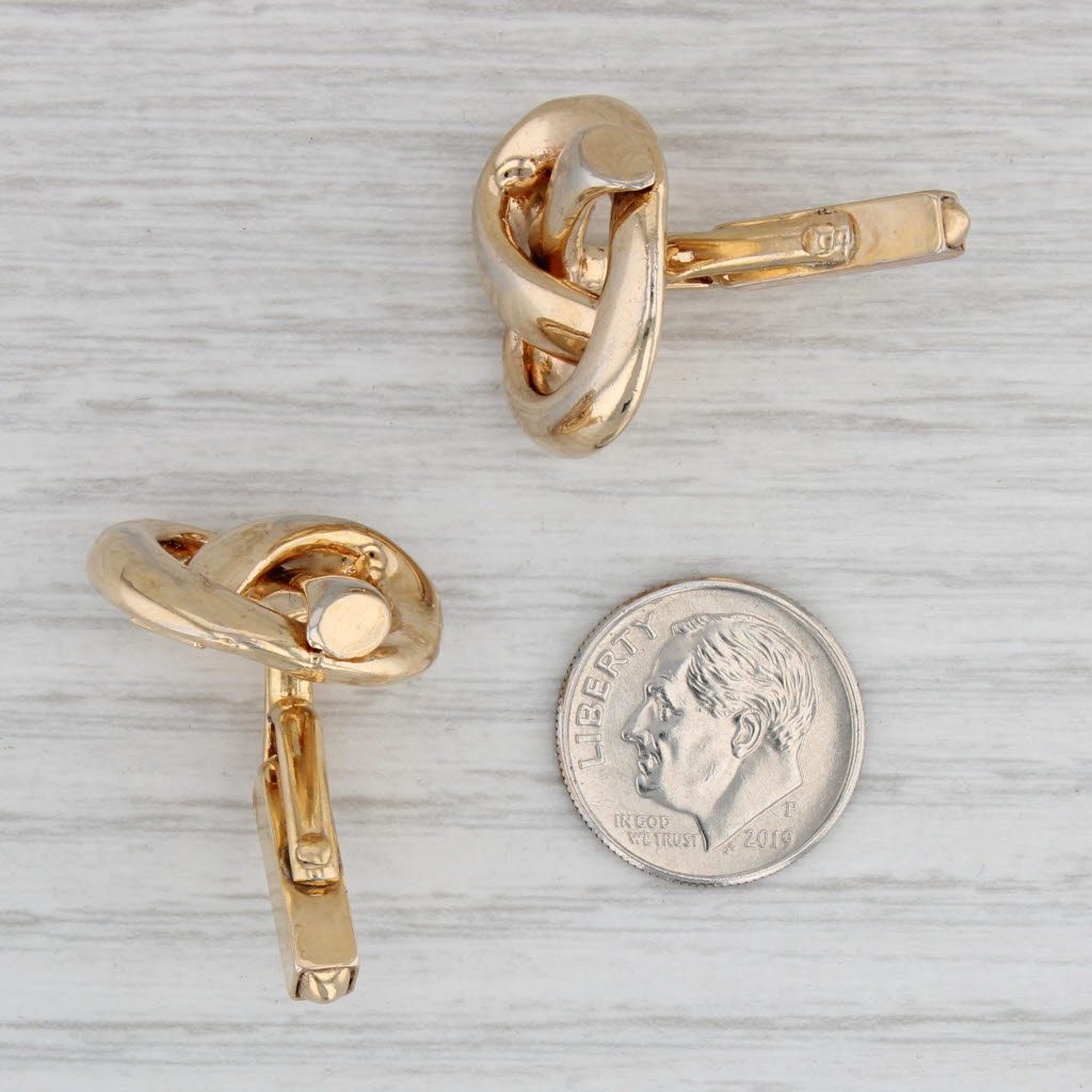 Gray Vintage Pretzel Knot Cufflinks Gold Plated Swank Men's Suit Accessories