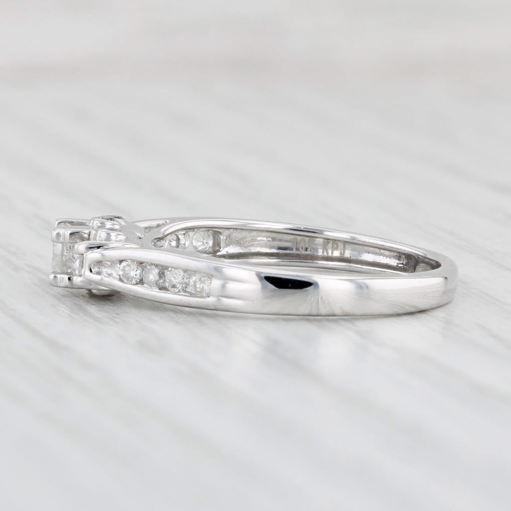 Light Gray 0.37ctw Round 3-Stone Diamond Engagement Ring 10k White Gold Size 7
