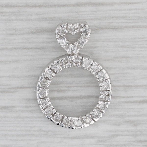 0.15ctw Diamond Heart Circle Pendant 10k White Gold Drop