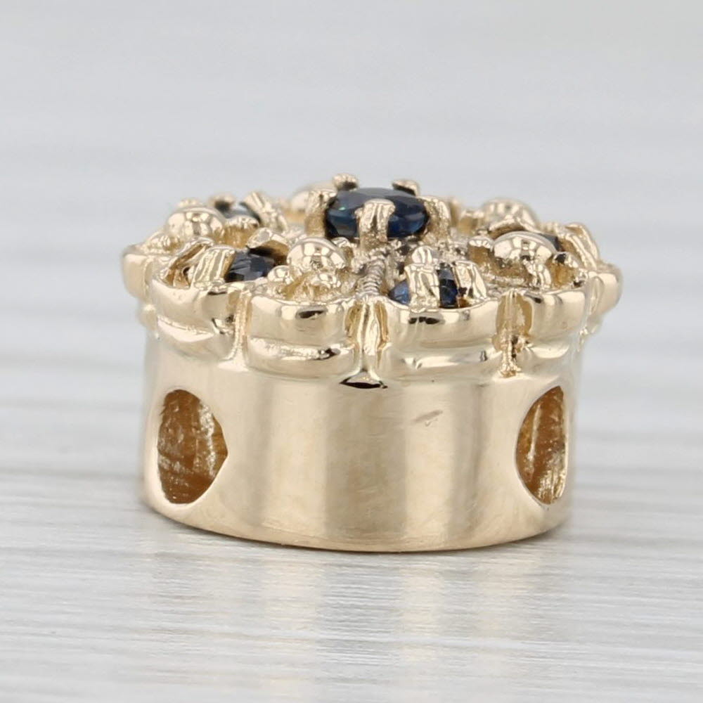 Light Gray 0.20ctw Blue Sapphire Flower Slide Bracelet Charm 14k Yellow Gold Richard Klein