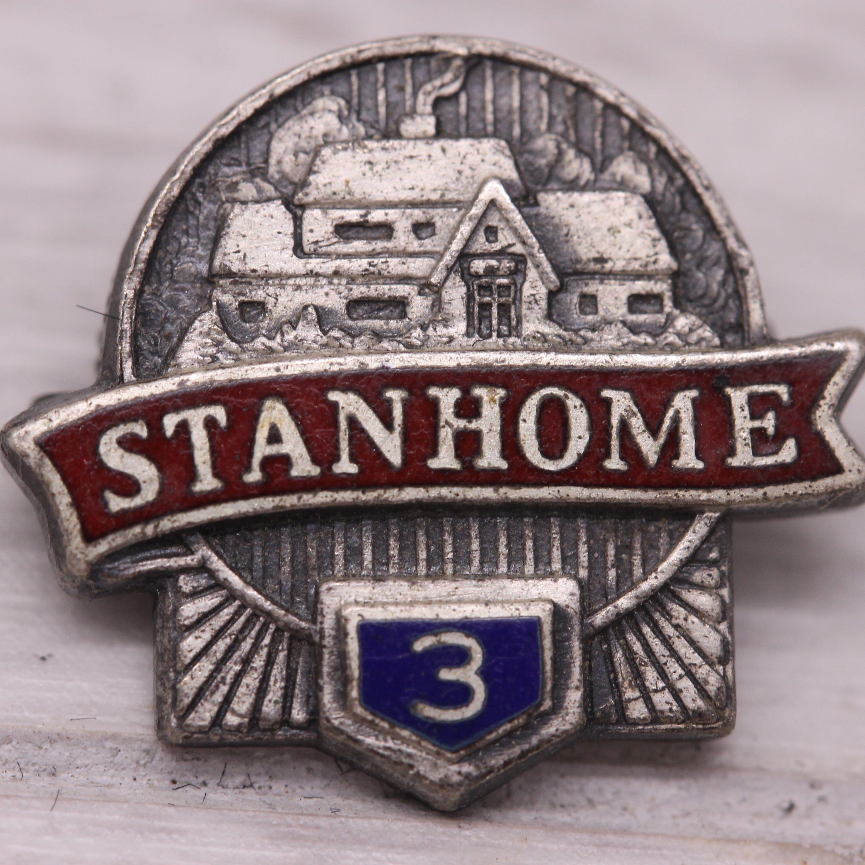 Gray Stanhome 3 Years Enamel Service Pin Vintage Sterling Silver