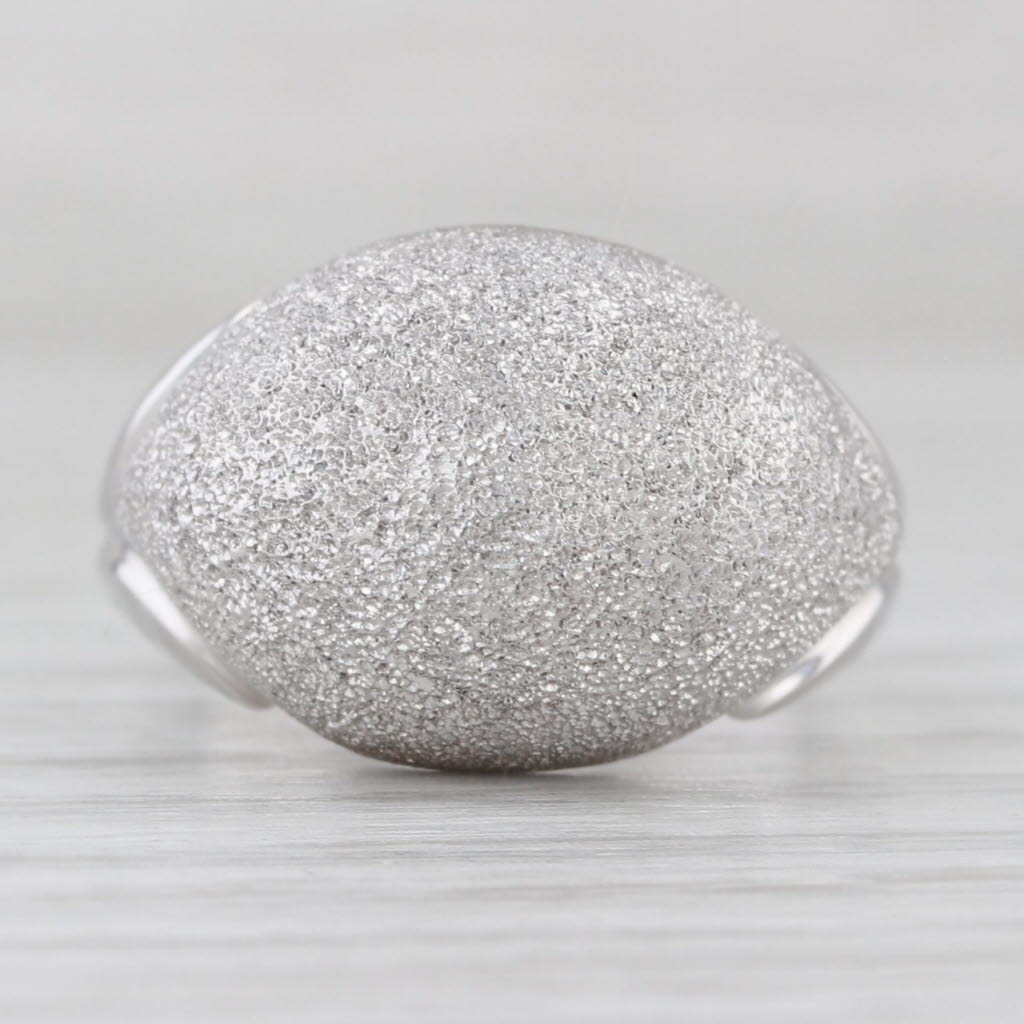 Light Gray Shimmering Brushed Dome Ring 10k White Gold Size 6.25