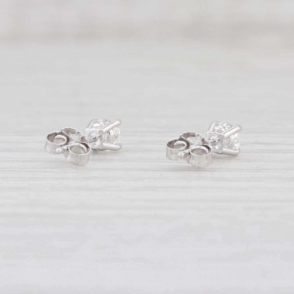 Light Gray 0.42ctw Diamond Stud Earrings 14k White Gold Round Brilliant Solitaire Studs