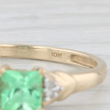 0.73ct Princess Lab Created Green Sapphire Ring 10k Yellow Gold Sz 7.25 Diamonds