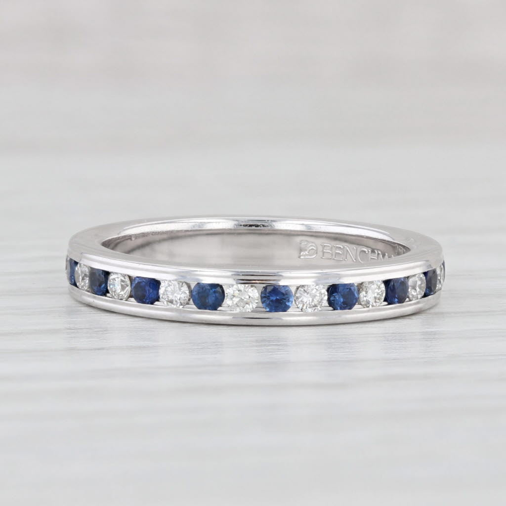 Light Gray New 0.80ctw Sapphire Diamond Eternity Ring 14k Gold Size 6 Stacked Wedding Band