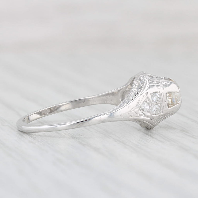 Light Gray Antique 0.63ctw Diamond Engagement Ring 18k 14k White Gold Size 7.75