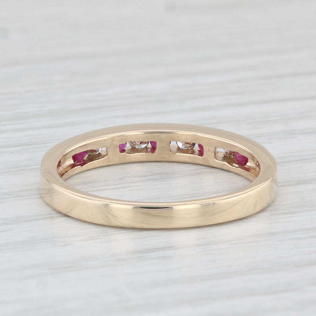 Light Gray 0.25ctw Ruby Diamond Ring 10k Yellow Gold Size 6.75 Stackable Wedding Band