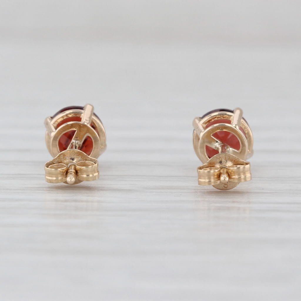 1.24ctw Garnet Stud Earrings 14k Yellow Gold Round Solitaire Studs