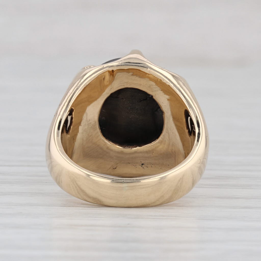 Vintage Black Star Sapphire Ring 14k Gold Size 5.25 Oval Cabochon Solitaire