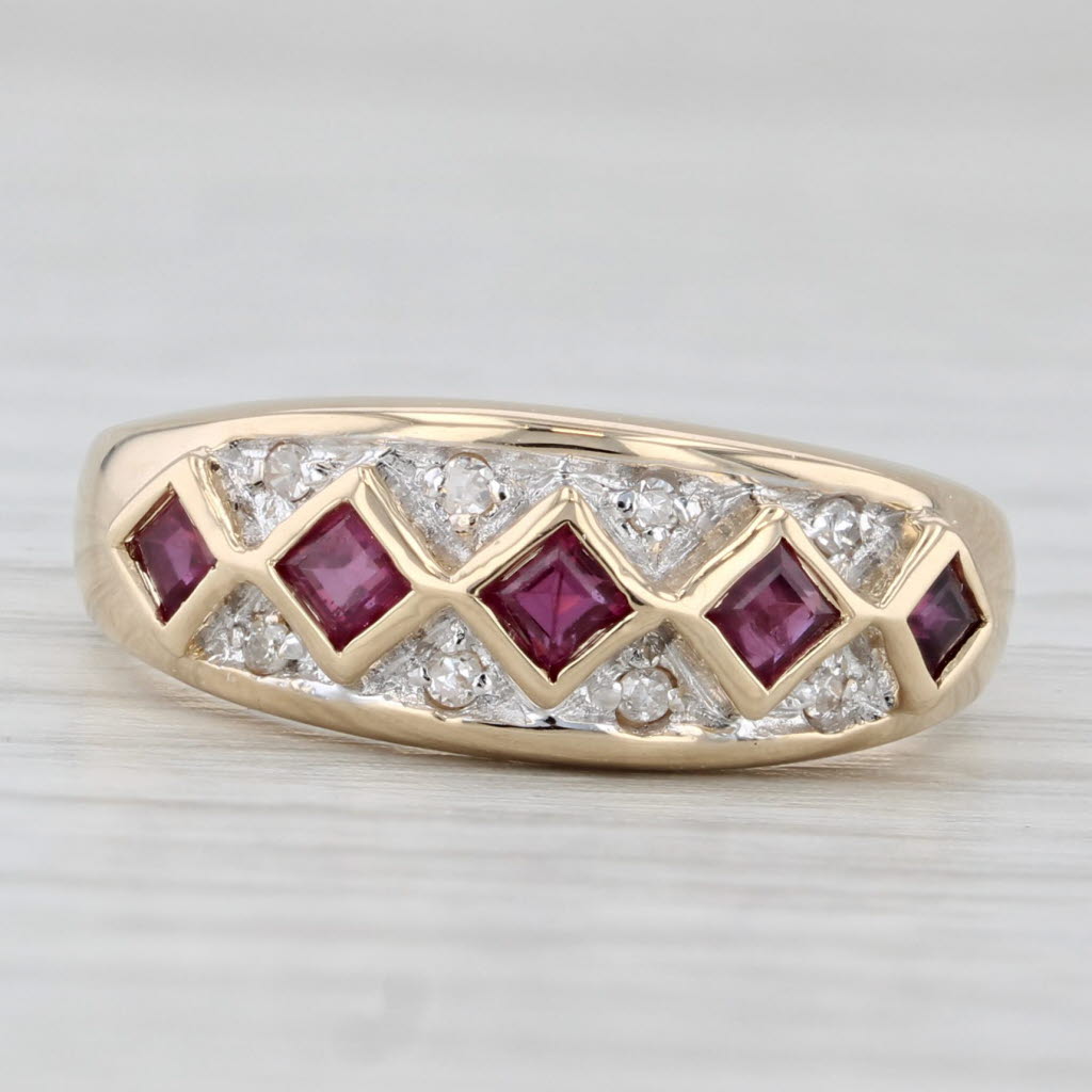 Light Gray 0.43ctw Ruby Diamond Ring 14k Yellow Gold Size 6 Stackable Band