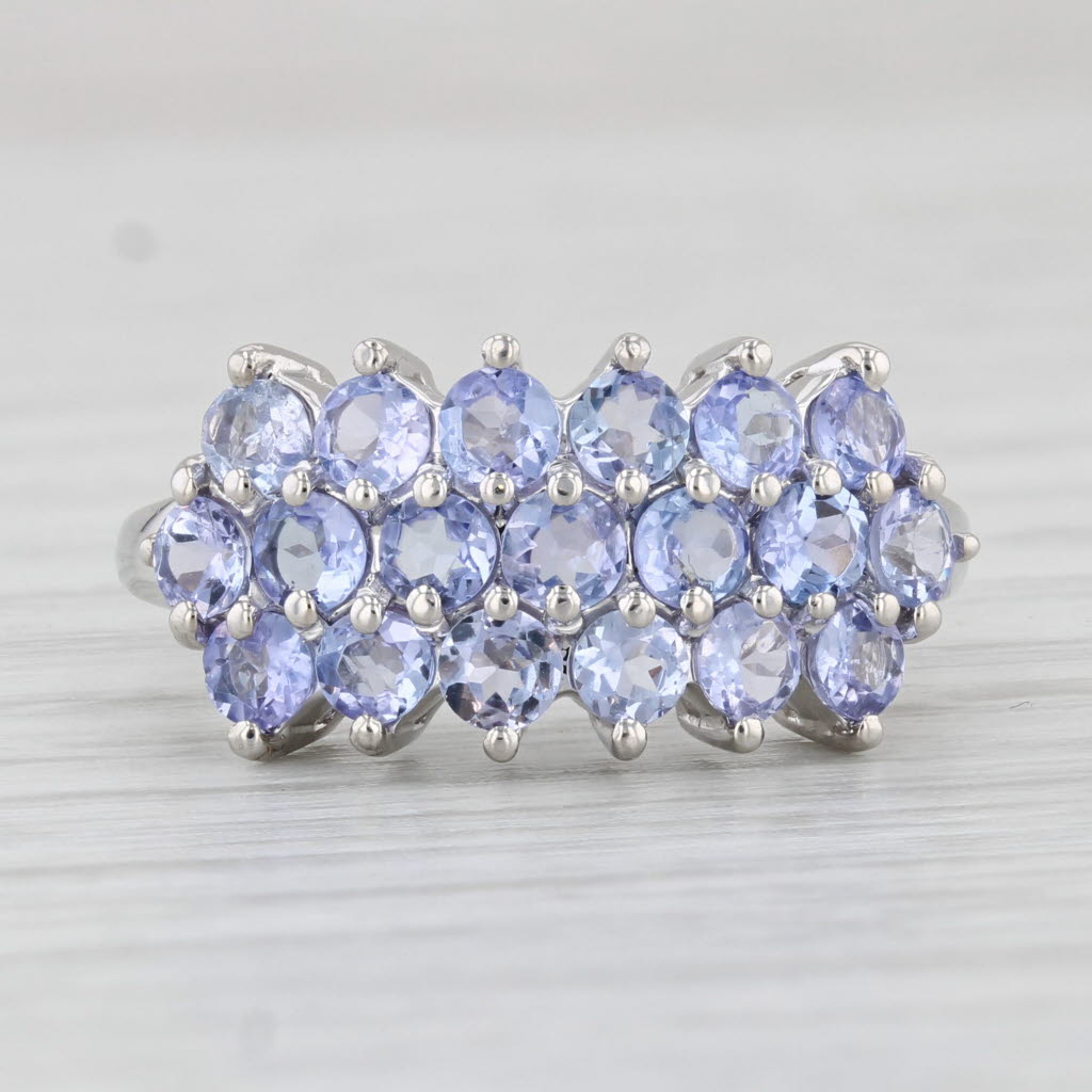 Light Gray 2.04ctw Tanzanite Cluster Ring 10k White Gold Size 7 Cocktail