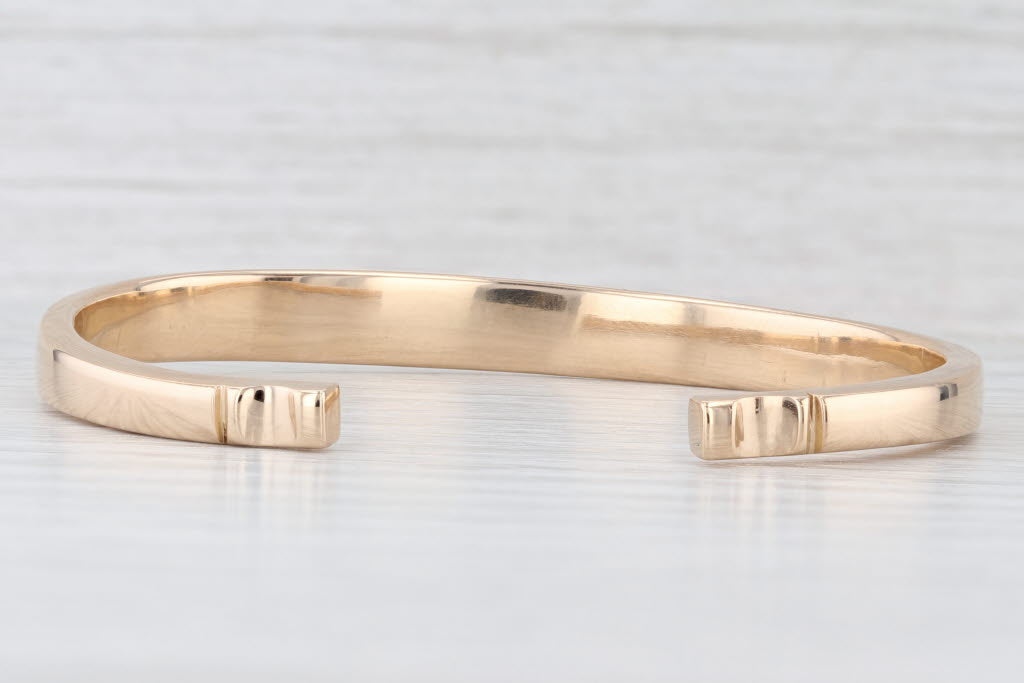 Light Gray Engravable Cuff Bracelet 18k Yellow Gold 6.5" 6.3mm