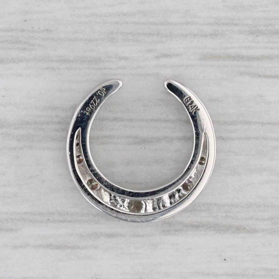 Gray New 0.23ctw Diamond Crescent Moon Pendant 14k White Gold Floating Drop
