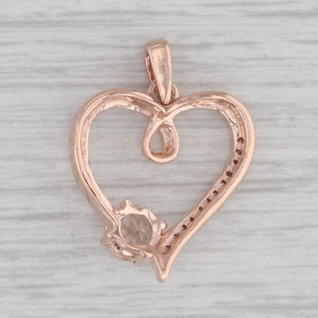 Gray 0.57ctw Morganite Diamond Open Heart Pendant 10k Rose Gold