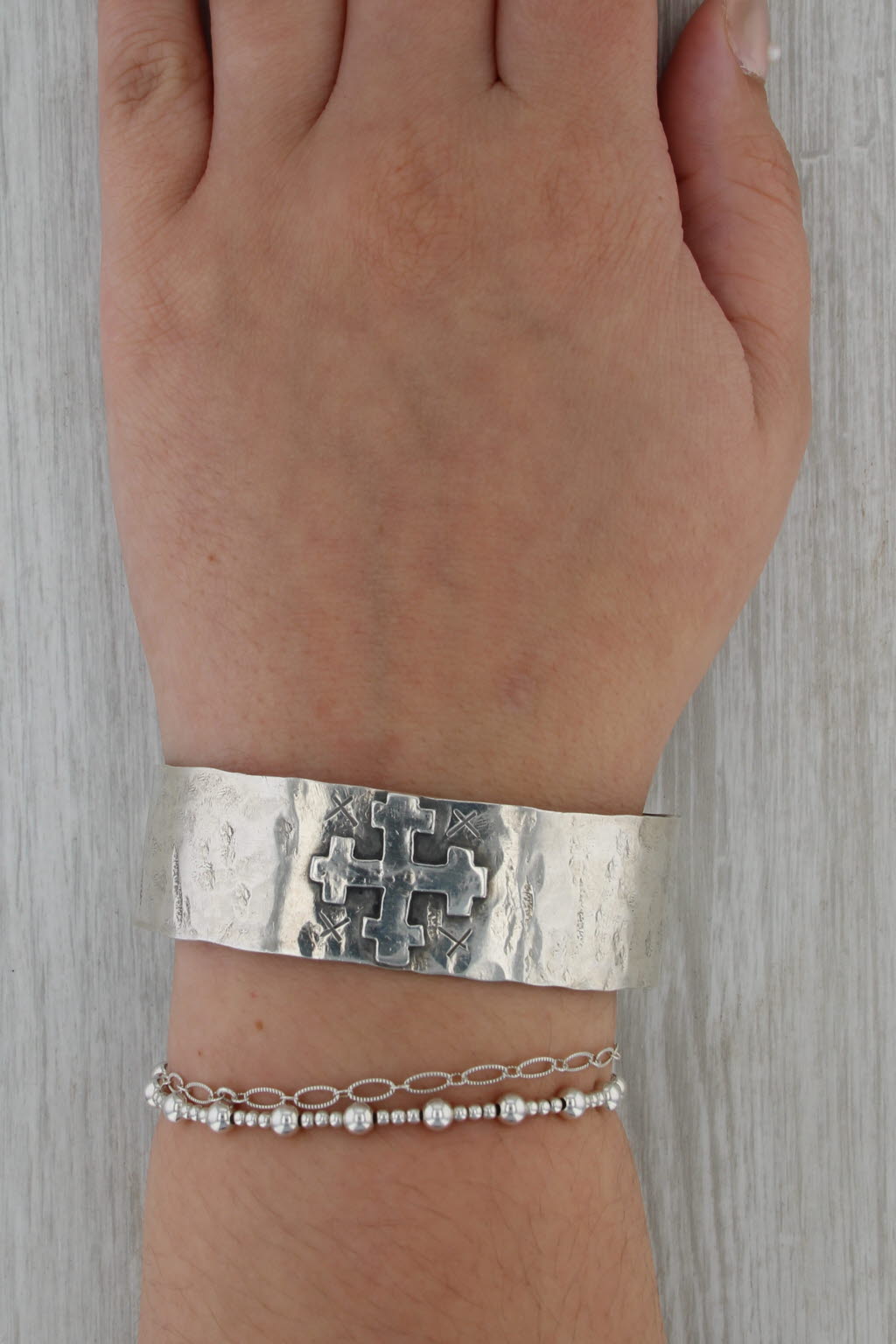 Vintage Cross of Jerusalem Cuff Bracelet Sterling Silver Christy Lea Payne