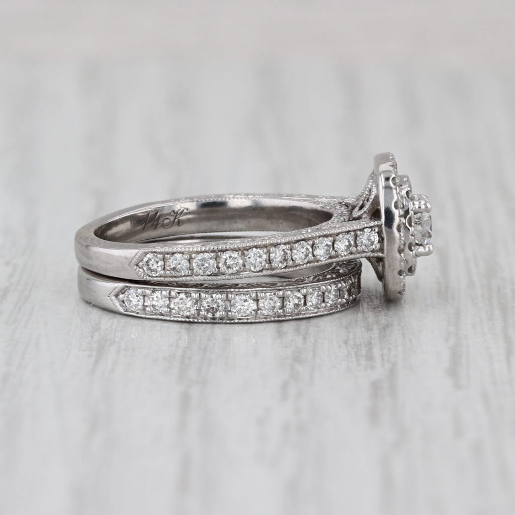 Neil Lane 1.17ctw Diamond Halo Engagement Ring Wedding Band 14k Gold Size 5