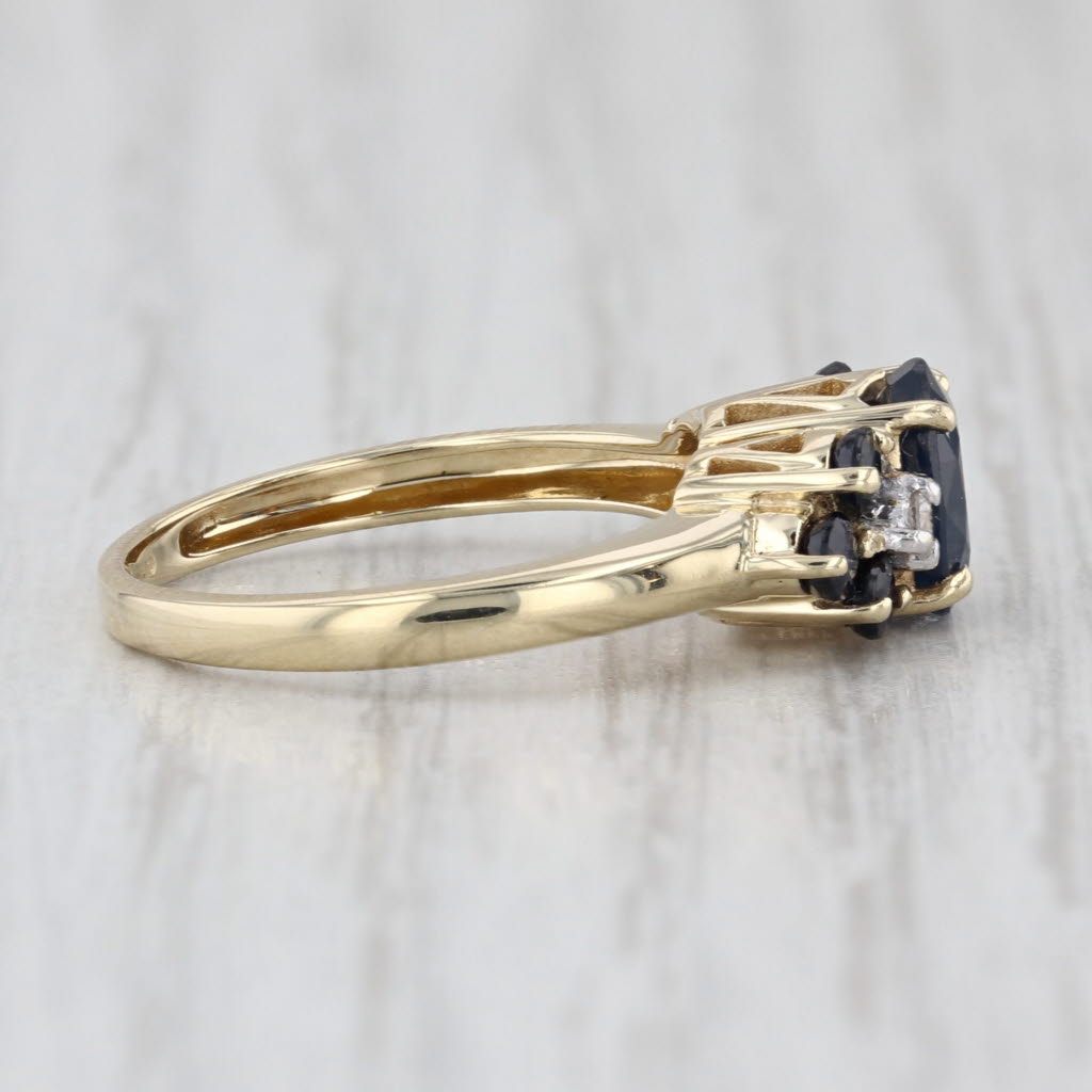 1.54ctw Oval Blue Sapphire Ring 14k Yellow Gold Size 5 Diamond Accents