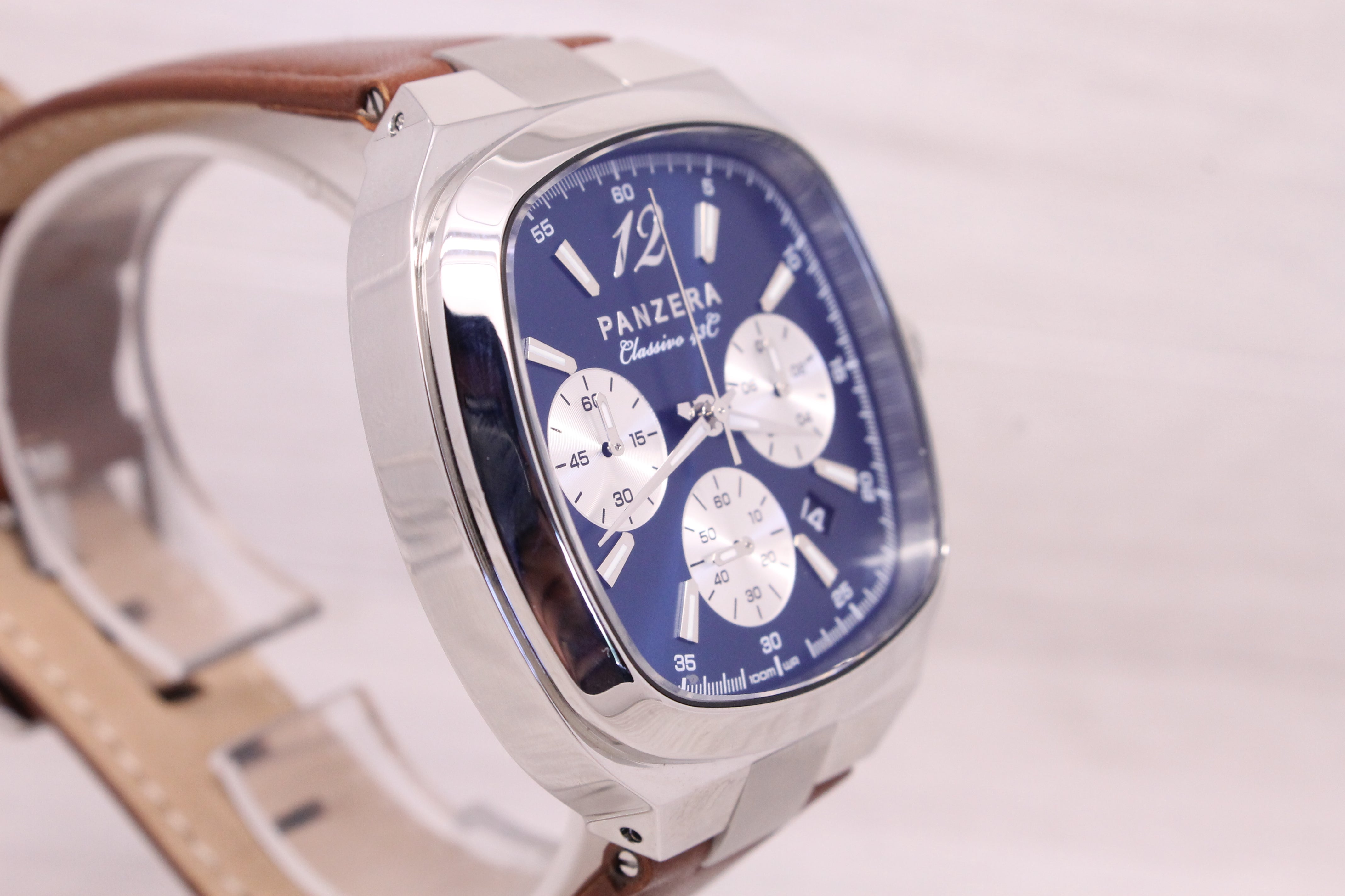 Light Gray Panzera Classivo 43C 43mm Stainless Steel Quartz Chronograph Watch C43C-01