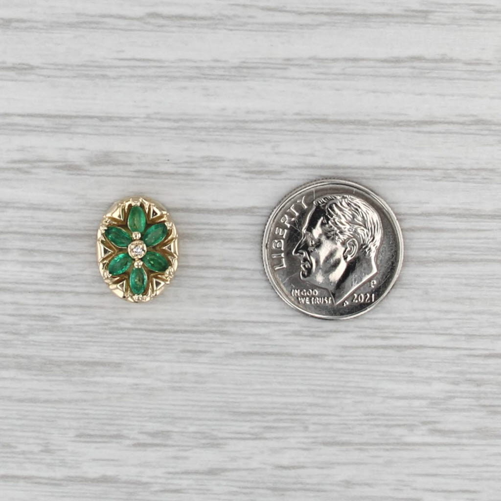 0.44ctw Emerald Diamond Flower Slide Bracelet Charm 14k Yellow Gold Archer