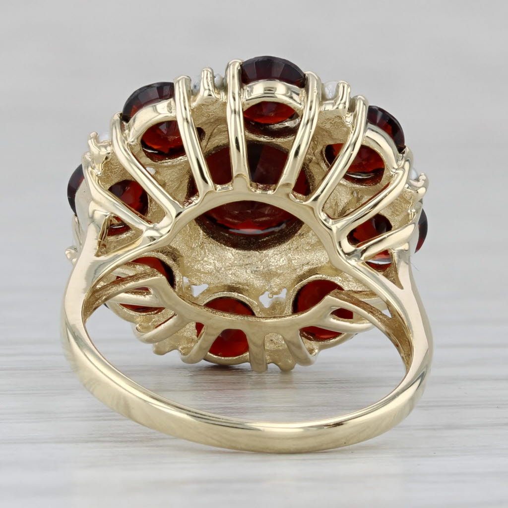 Gray 6ctw Garnet Seed Pearl Cocktail Ring 14k Yellow Gold Size 7.25