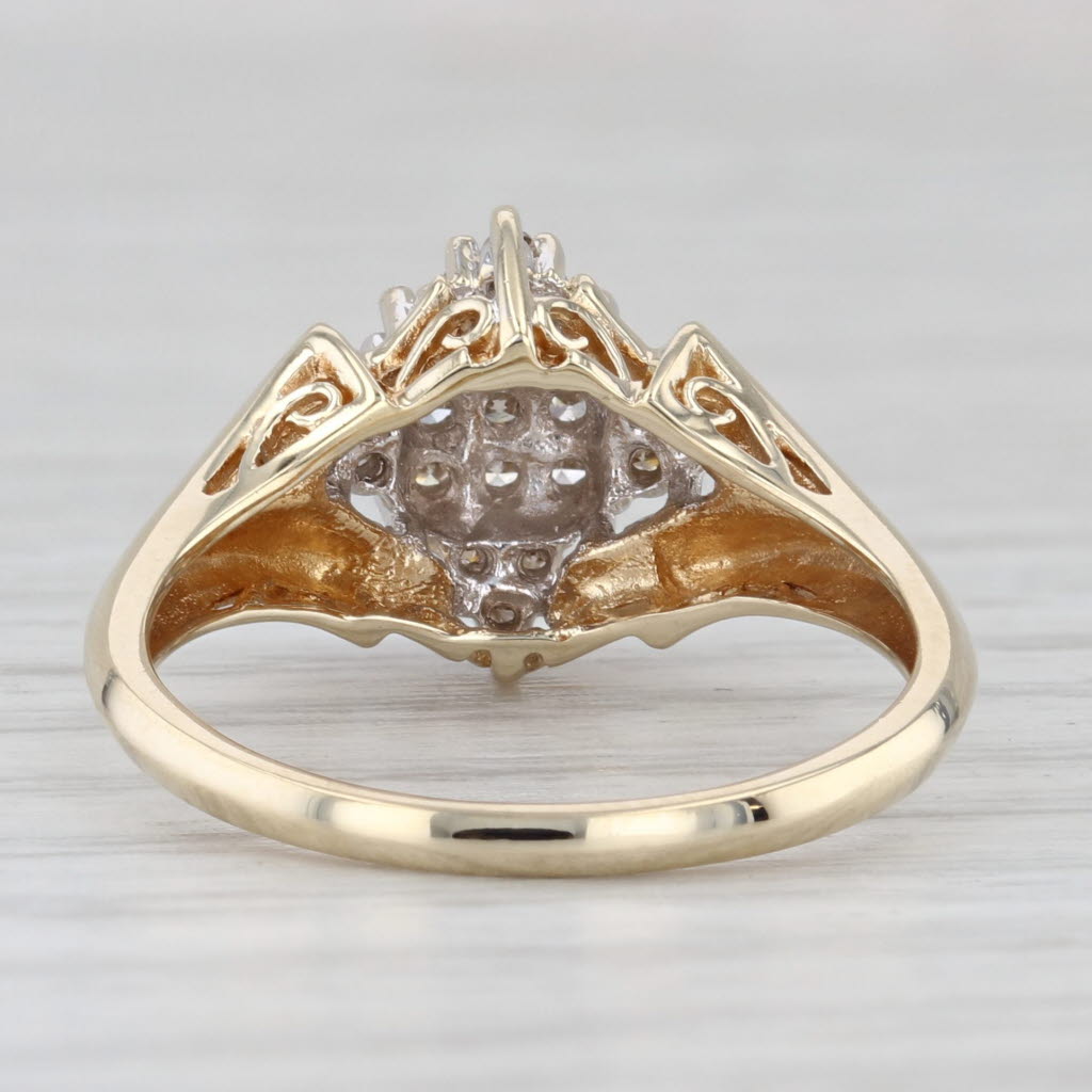 Light Gray 0.16ctw Diamond Cluster Ring 10k White Yellow Gold Size 7.25 Engagement