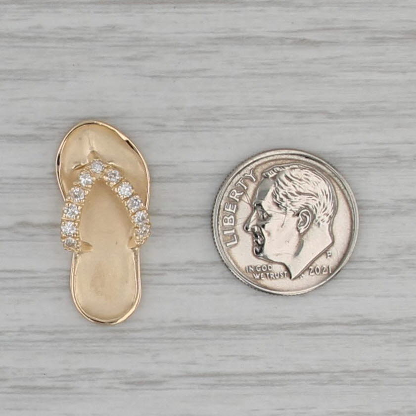 Na Hoku 0.22ctw Diamond Large Flip Flop Pendant 14k Yellow Gold