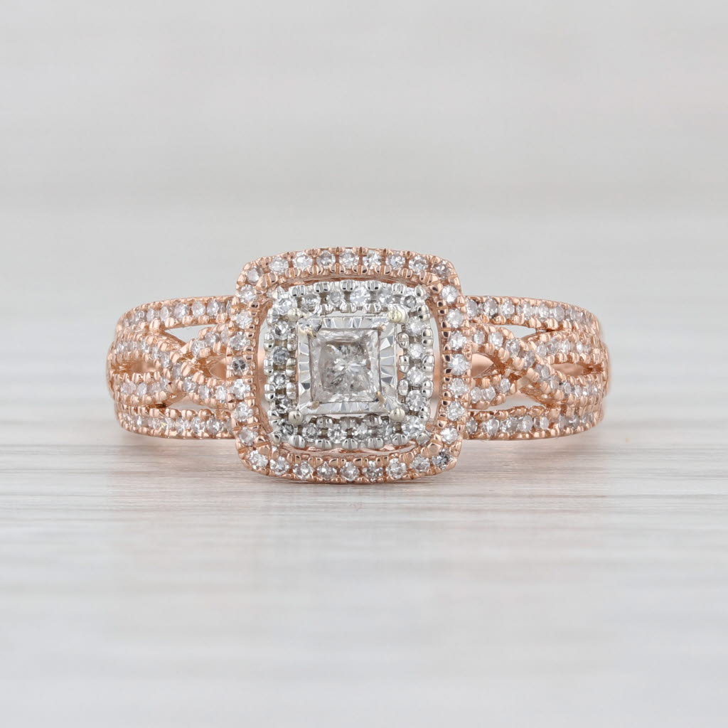 0.30ctw Diamond Halo Engagement Ring 10k Rose White Gold Size 7