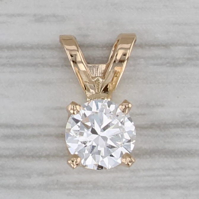 Gray New 0.50ct Round Diamond Solitaire Pendant 14k Yellow Gold Small Drop