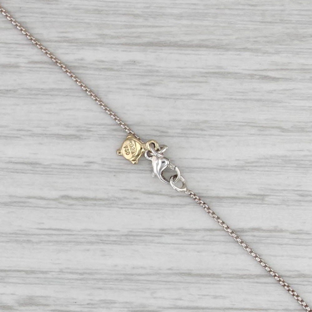 David Yurman Petite Heart Pendant Cable Chain Necklace Sterling Silver 18k Gold