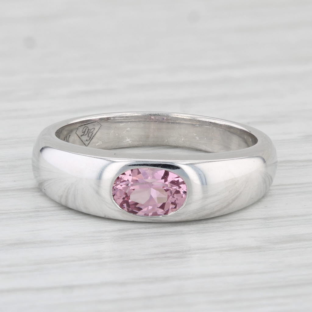 Light Gray 0.50ct Pink Spinel Oval Solitaire Ring 14k White Gold Size 6 Stackable Band