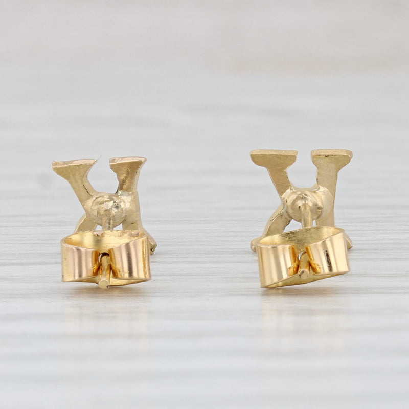 Light Gray Letter K Stud Earrings 18k Yellow Gold Initial Jewelry