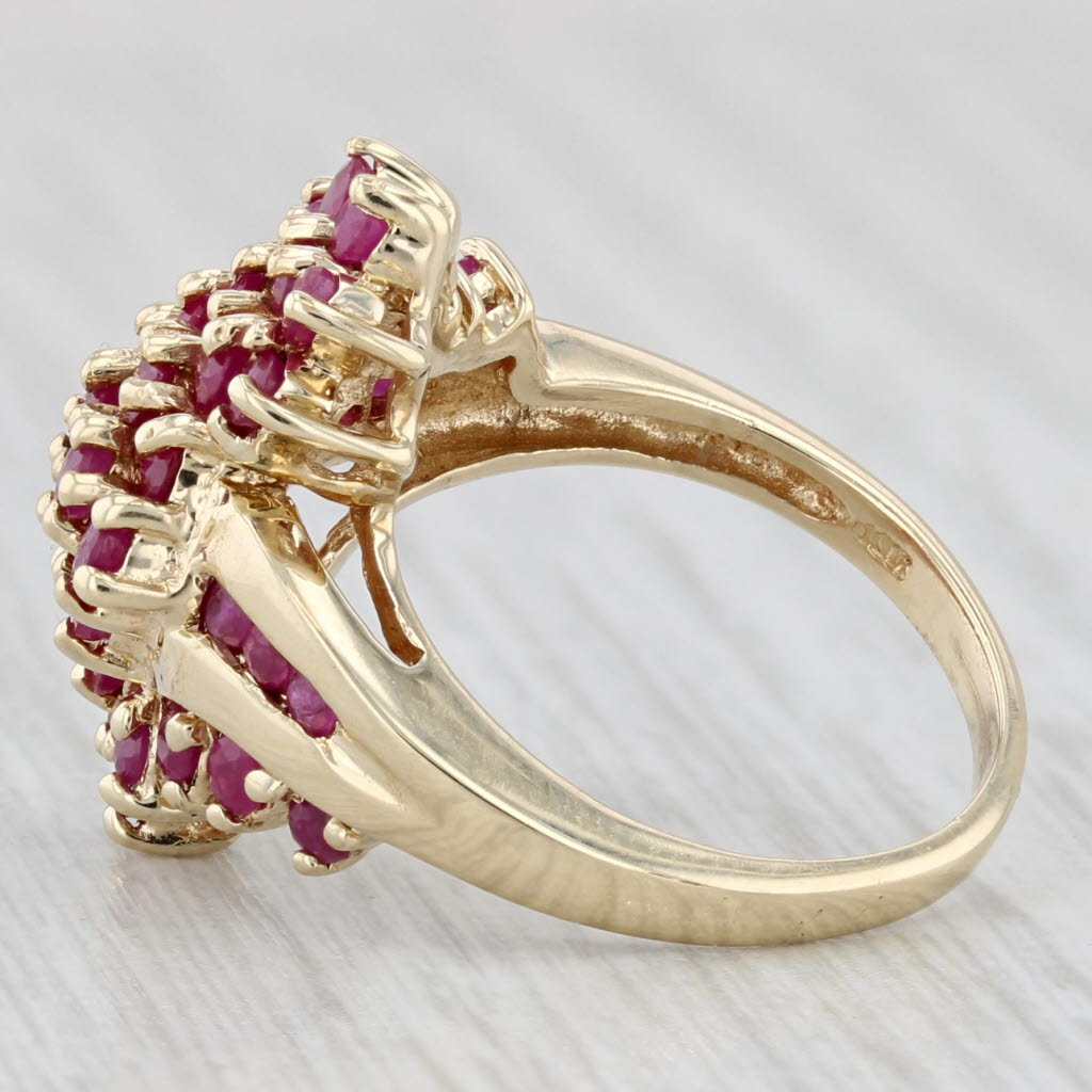 Light Gray 1.80ctw Ruby Cluster Ring 10k Yellow Gold Bypass Size 6 Cocktail