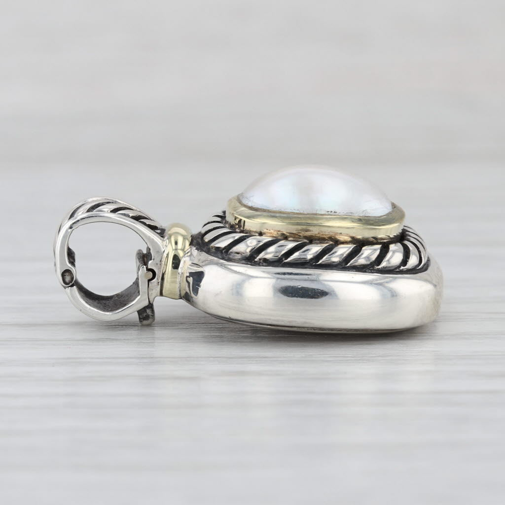 D Yurman Albion Mabe Pearl Cabochon Pendant Sterling Silver 14k Gold Enhancer