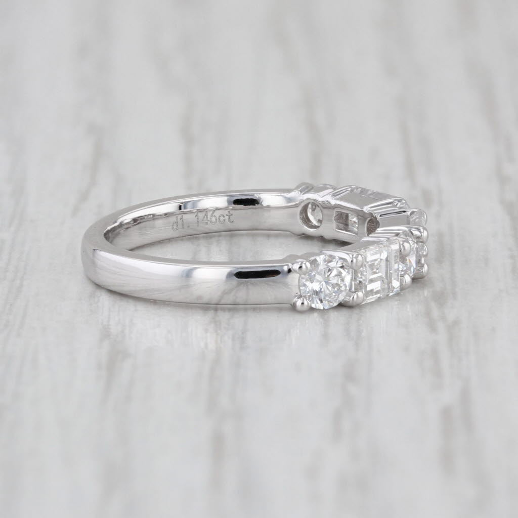 New 1.14ctw Lab Grown Diamond Wedding Band 14k White Gold S 4.75 Stackable Ring