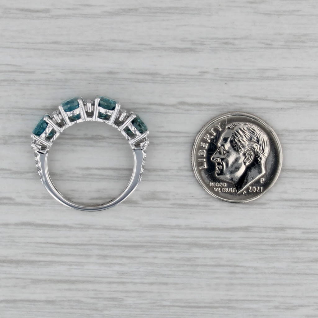 5.90ctw Blue Zircon Diamond Ring 14k White Gold Size 6