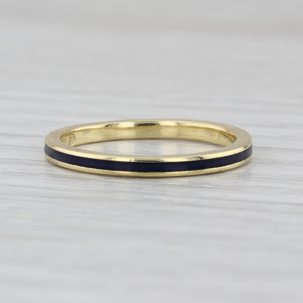 Hidalgo Purple Enamel Ring 18k Yellow Gold Stackable Band Size 6.5