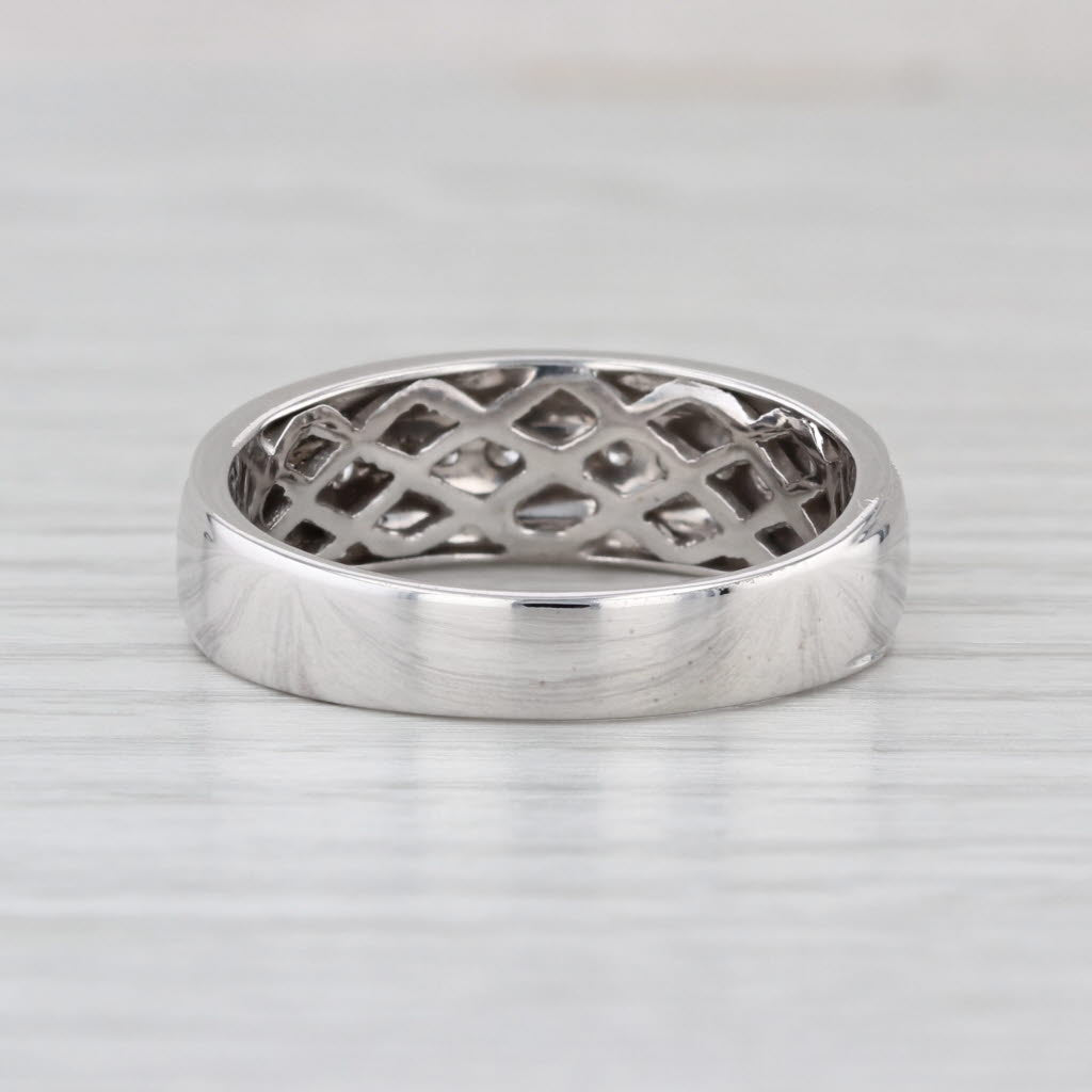 0.18ctw Diamond Wedding Band Men's 14k White Gold Size 10.75 Ring