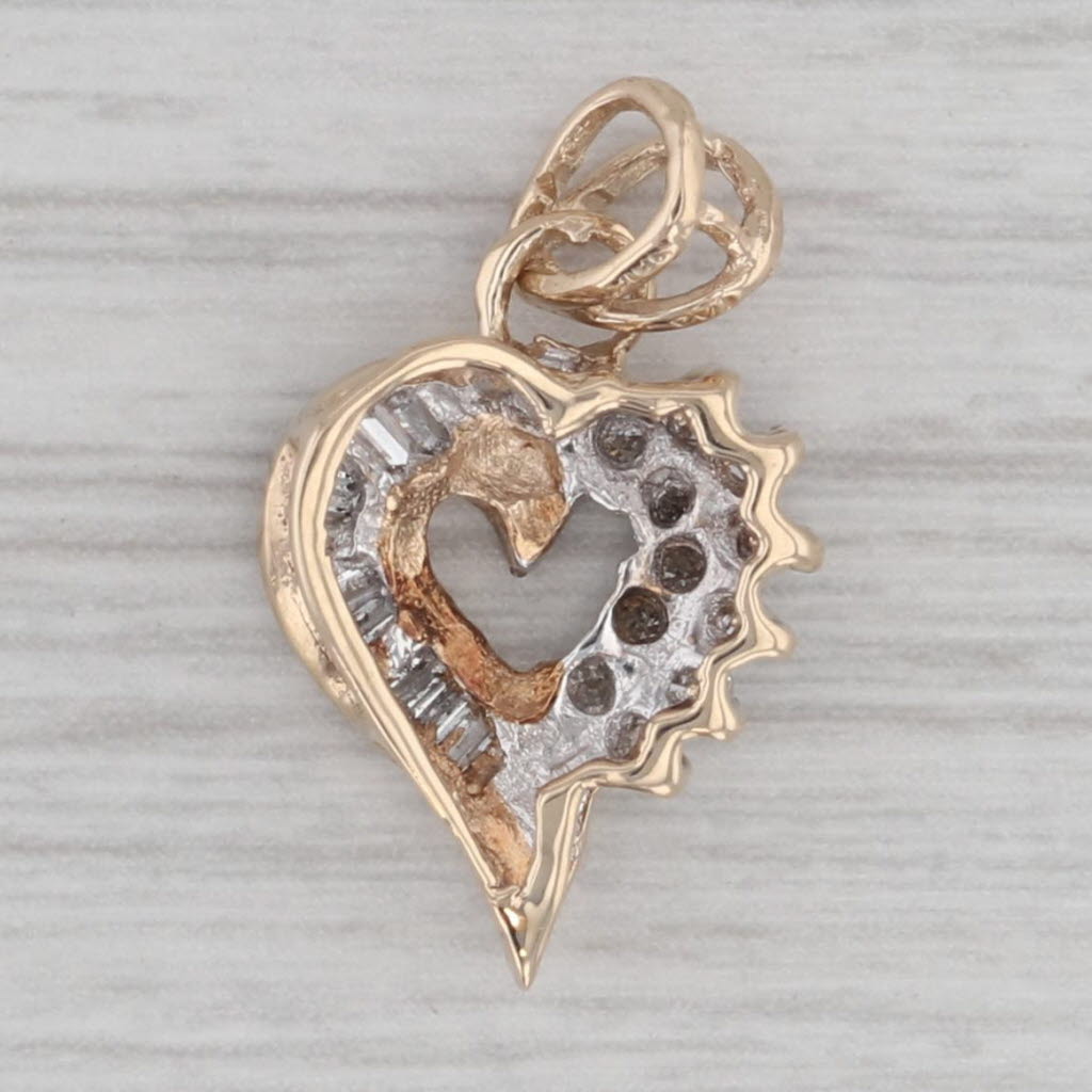 Gray 0.11ctw Diamond encrusted Open Heart Pendant 10k Yellow Gold