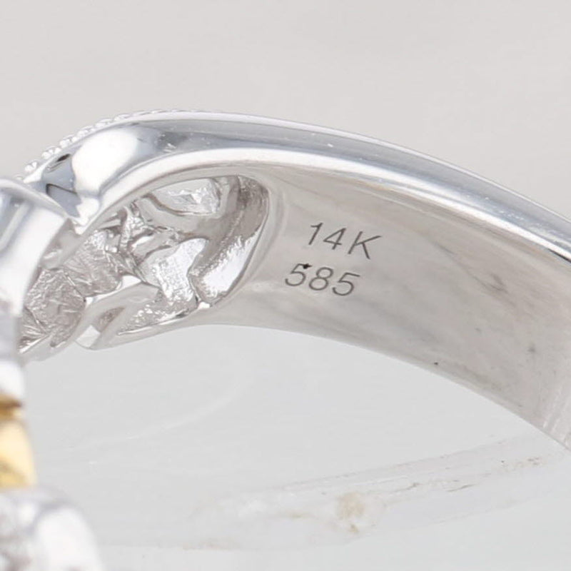 Light Gray New Floral Diamond Ring 14k White Yellow Gold Size 6.75 Wedding Stackable Band