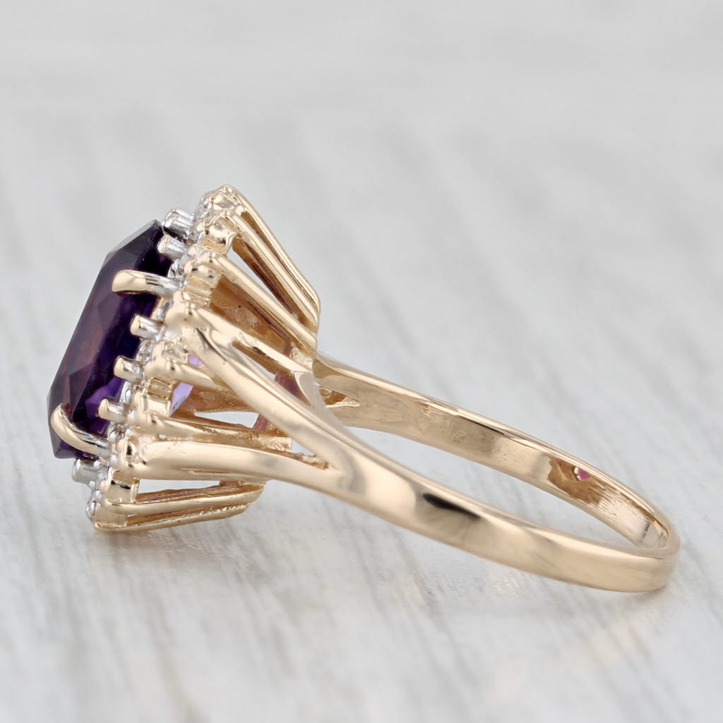 Light Gray 2.24ctw Amethyst Diamond Halo Ring 14k Yellow Gold Size 5.25