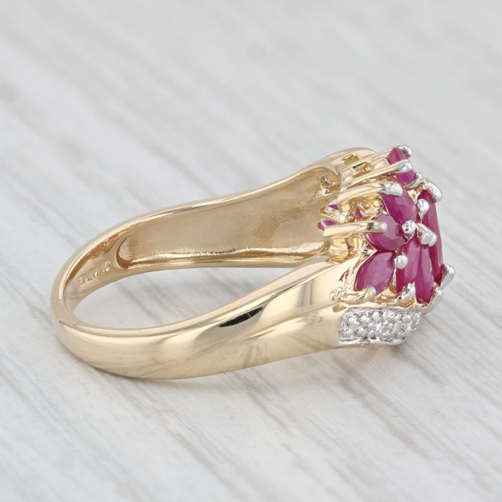 Light Gray 1.76ctw Ruby Cluster Diamond Ring 14k Yellow Gold Size 6