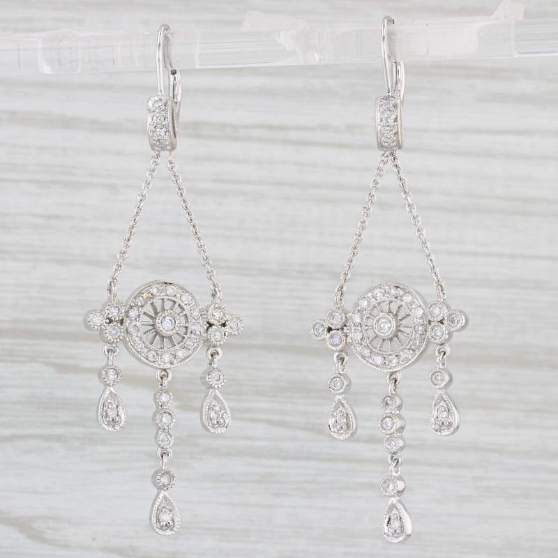 Light Gray 0.32ctw Diamond Dangle Earrings 14k White Gold Pierced Drops