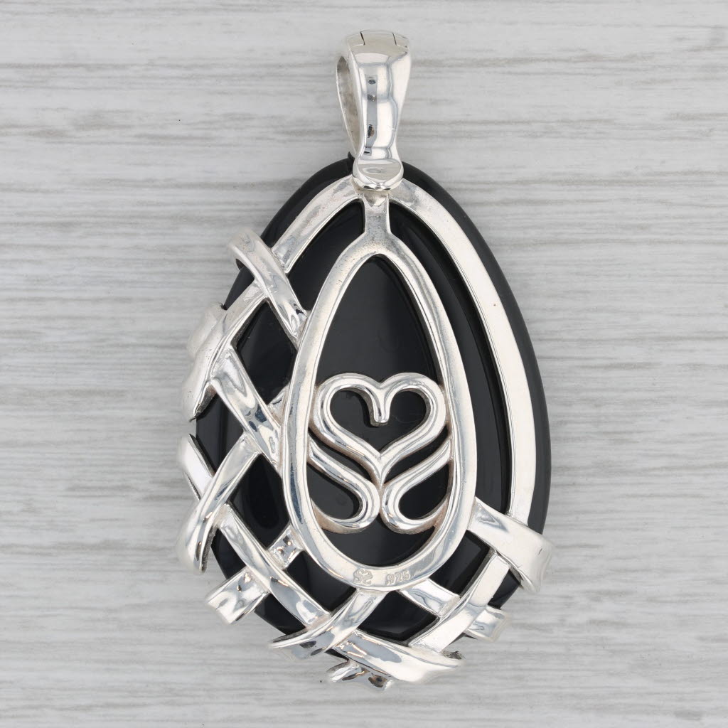 Gray Slane & Slane Onyx Statement Enhancer Pendant Sterling Silver Basket Weave