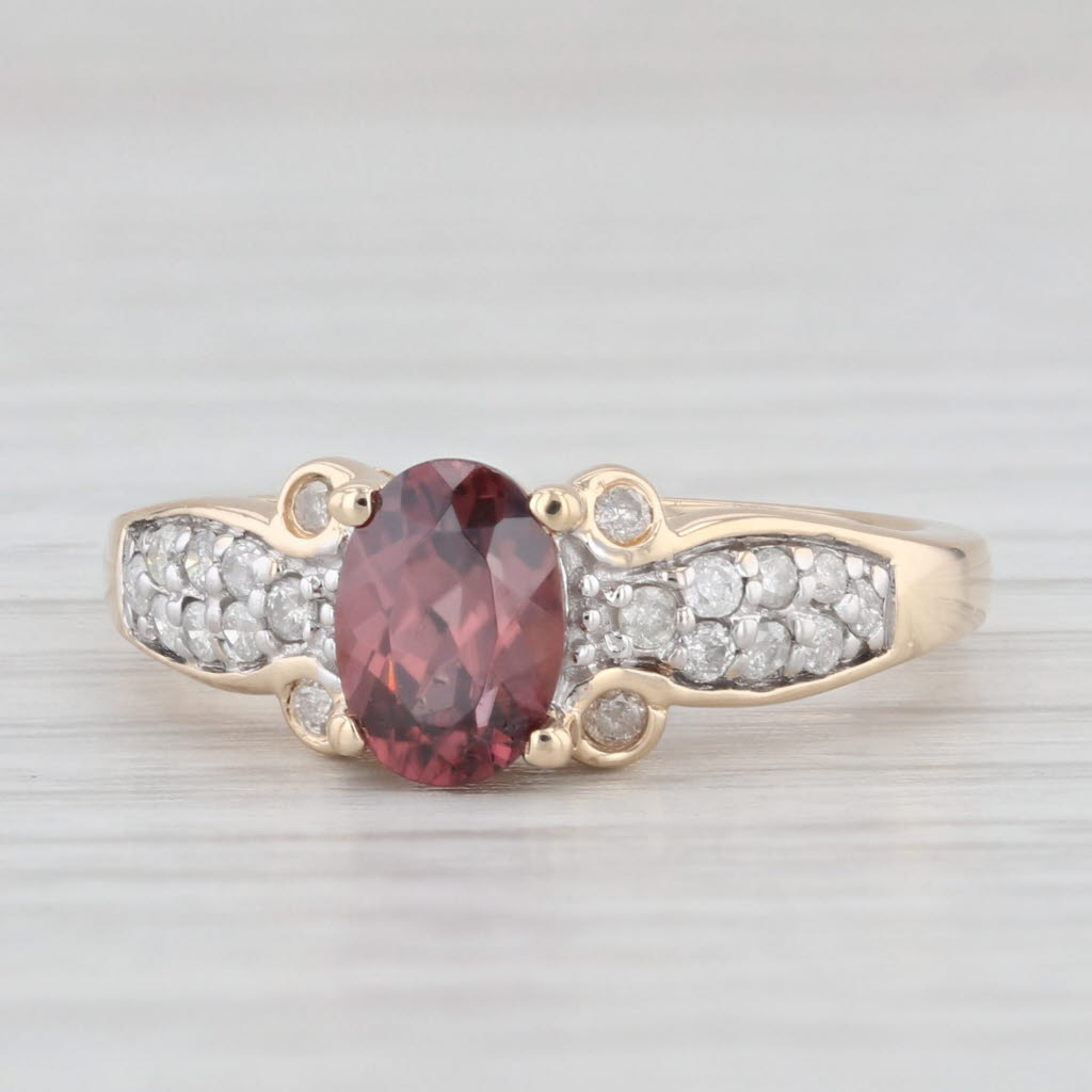 Light Gray 1.40ctw Maroon Zircon Diamond Ring 14k Rose Gold Size 6 Engagement