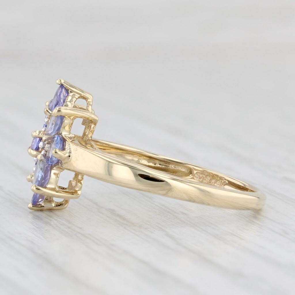 Light Gray 1.06ctw Tanzanite Flower Cluster Ring 14k Yellow Gold Size 7 Diamond Accents