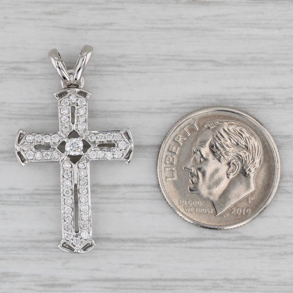 Gray 0.27ctw Diamond Cross Pendant 14k White Gold